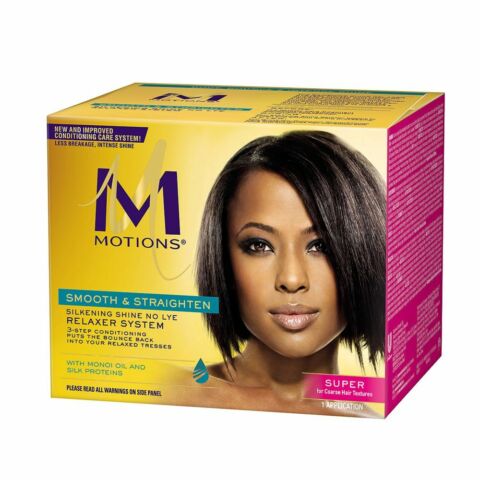MOTIONS SMOOTH & STRAIGHTEN SILKENING SHINE NO LYE SUPER STIRAGGIO PER CAPELLI PAESE DI ORIGINE USA.
