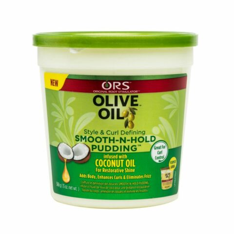ORS OLIVE OIL  STYLE & CURL DEFINIG,SMOOTH-N-HOLD PUDDING ,INFUSED WITH COCONUT OIL PER CAPELLI PAESE DI ORIGINE USA .