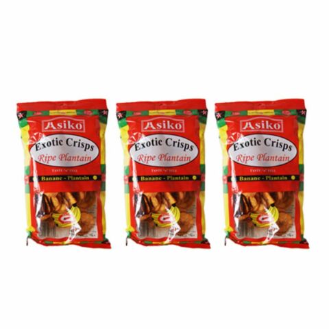 ASIKO EXOTIC CRISPS RIPE PLANTAIN MILD CHILI FLAVOUR 75 G PATATINE DI PLATANO CON PEPERONCINO