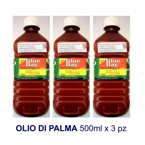 BLUE BAY RED PALM OIL OLIO DI PALMA ROSSO ORIGINE GHANA 500 ml x 3 flaconi