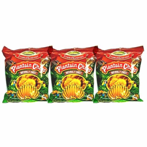 TROPICAL GOURMET PLANTAIN CHIPS NATURALLY SWEET PATATINE DI PLATANO DOLCI 85 G