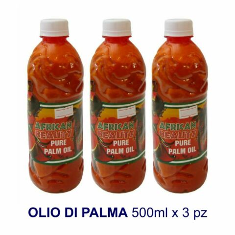 AFRICAN BEAUTY PURE RED PALMOIL OLIO DI PALMA ROSSO DA CUCINA 500 ML x 3 pz ECUADOR