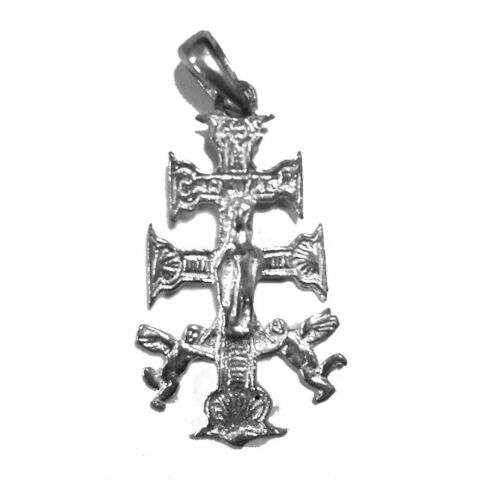 CRUZ DE CARAVACA ALTEZZA MM 24 IN ARGENTO 925 CON ORAZIONE SANTERÍA ESOTERISMO