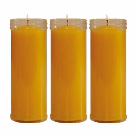 VELÒN AMARILLO CANDELA GIALLA CM 14 X 5.5 CON TUBO PROTECTOR X 3 PZ