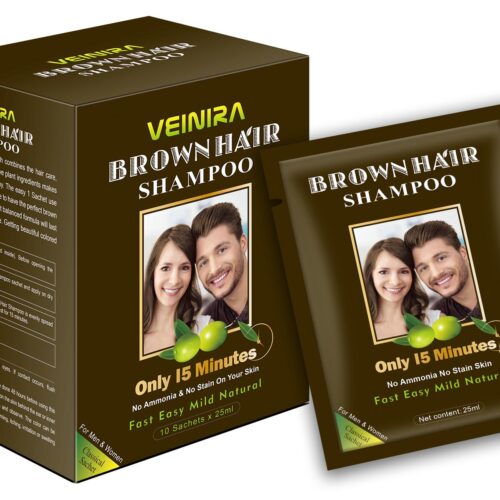 VEINIRA Shampoo colorante per capelli senza ammoniaca a base di erbe 10 x 25 ml marrone  COLOUR PER CAPELLI