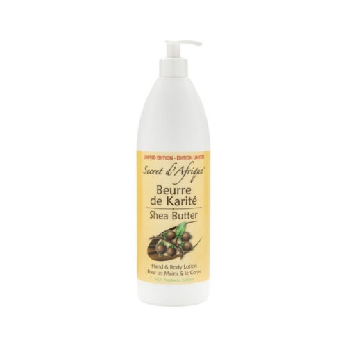 SECRET D'AFRIQUE SHEA BUTTER HAND & BODY BURRO DI KARITE LOTION AVEC / WITH VITAMIN E 1 LITER FAMILY SIZE PER MANI E CORPO