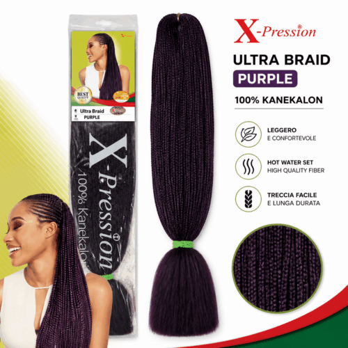 X-PRESSION NIGERIA EXTENSION PER CAPELLI - ALLUNGAMENTO ARTIFICIALE PER TRECCINE COLOUR PURPLE .
