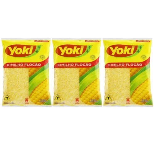 YOKI KIMILHO FLOCAO FARINE DI CORN FLAKES MAIS GIALLO PER COUS COUS 500g x 3 pezzi PAESE DI ORIGINE BRAZILIAN