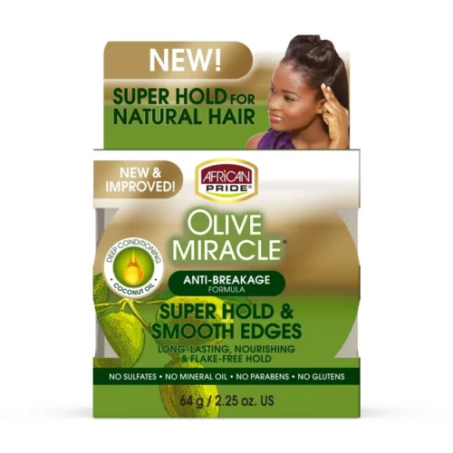 AFRICAN PRIDE OLIVE MIRACLE ANTI-BREAKAGE FORMULA SUPER HOLD & SMOOTH EDGES 64G PER CAPELLI